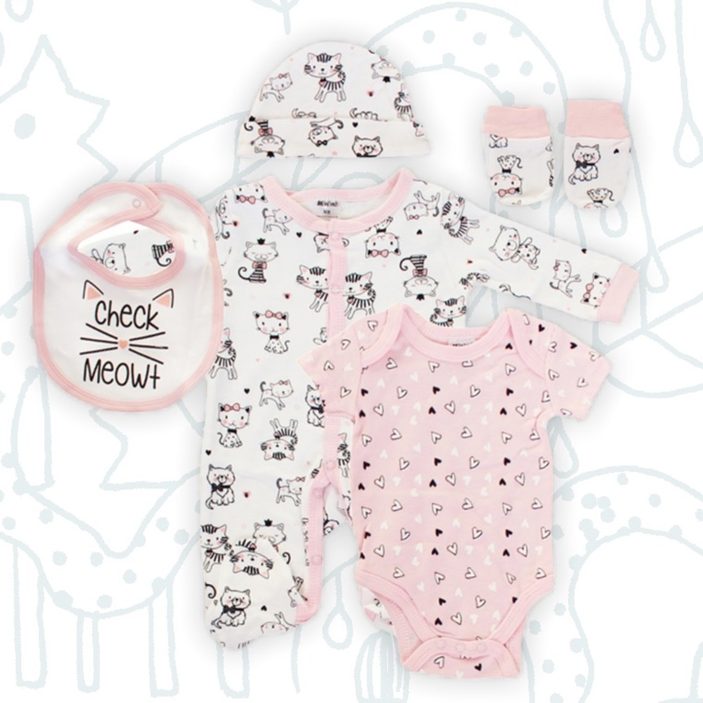 CHECK MEOWT 5-Piece Baby Girl Bodysuit Gift Set